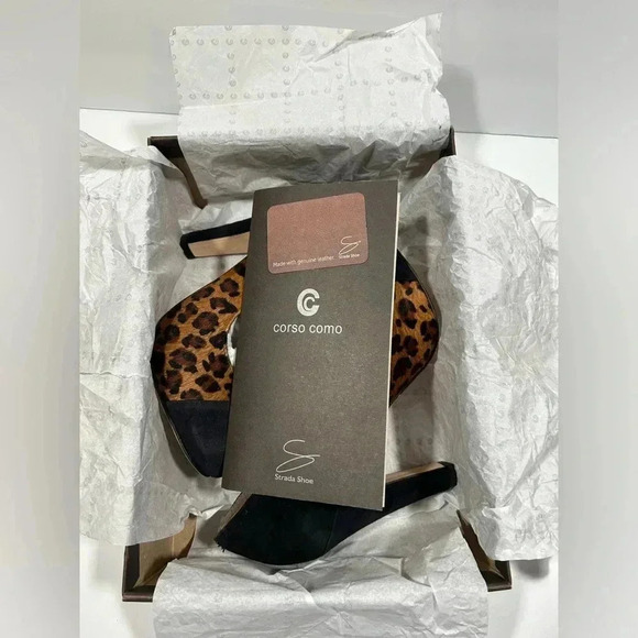 NEW!CorsocComo-Leopard cow hair, suede heel pumps size 8 - Picture 14 of 14